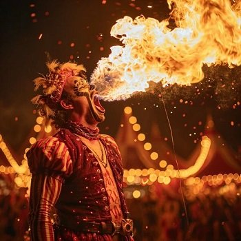 Fire performer carnival show in Delhi
