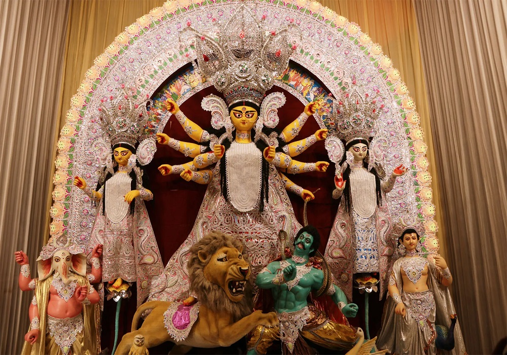 Beautiful Goddess Durga idol decorated for Navratri festival