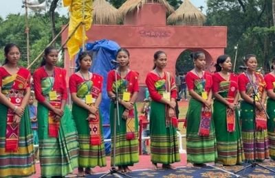 Rabha Lokgeet folk singer performing