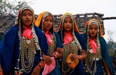 Tharu Lokgeet folk singer performing